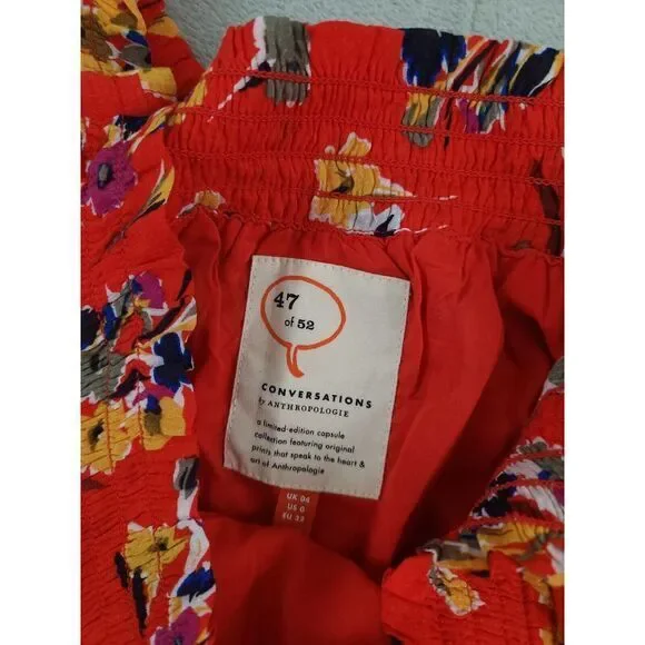47 of 52 Conversations Anthropologie Floral Off Shoulder Midi Dress Womens 0 - Picture 6 of 12